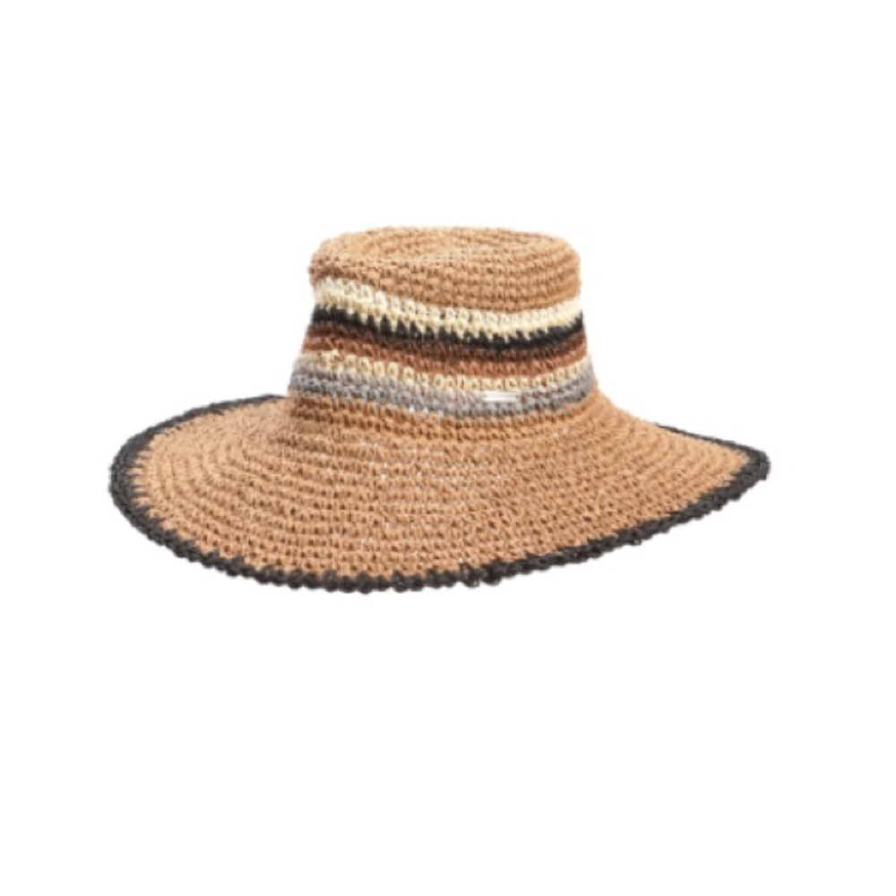 Steve Madden Roxy Striped Straw Panama Hat 🆕